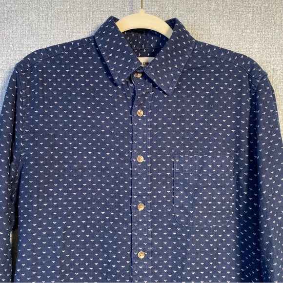 Taylor Stitch 38 Small Men’s Large Triangle Pattern Button Front Shirt Cotton - Picture 3 of 9